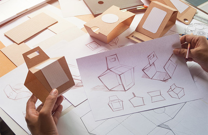 Verpackungsentwicklung Verpackungen, Technische Zeichnungen, Hände, Handzeichnungen